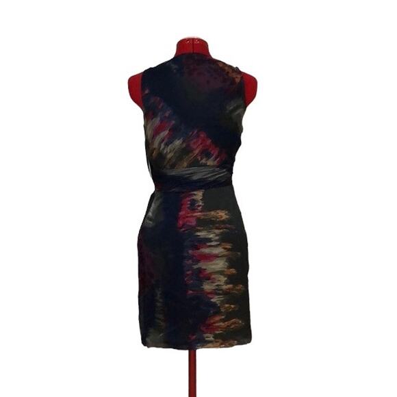 Andrew Marc Size 4 Silk Dress Sleeveless Blue Drape Cowl Neck - Picture 8 of 11